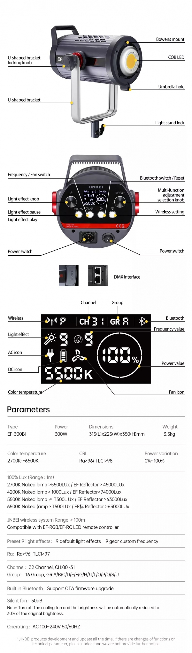 ĐÈN LED JINBEI EF-300Bi 300w