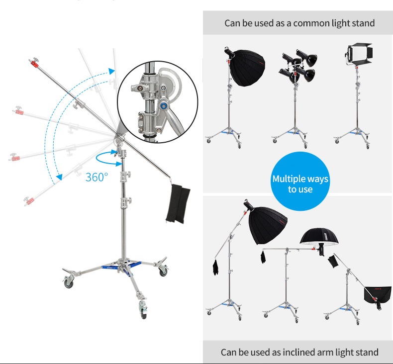 Chân boom đèn studio Jinbei M-6 2in1 