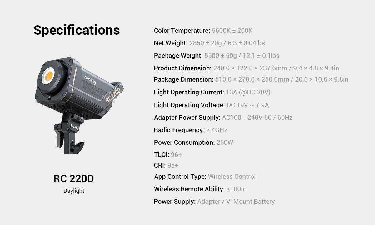 LED SmallRig RC-220D Video Light