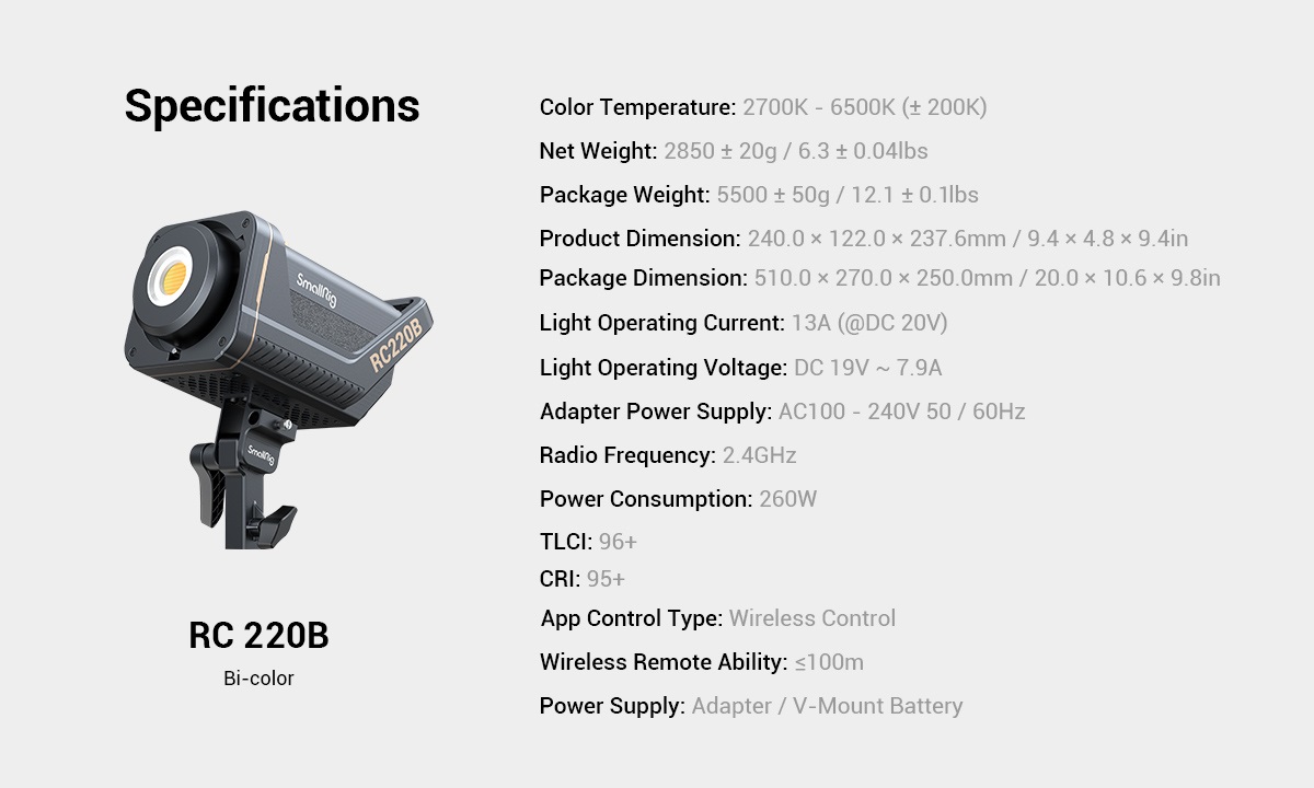 LED SmallRig RC-220B Video Light