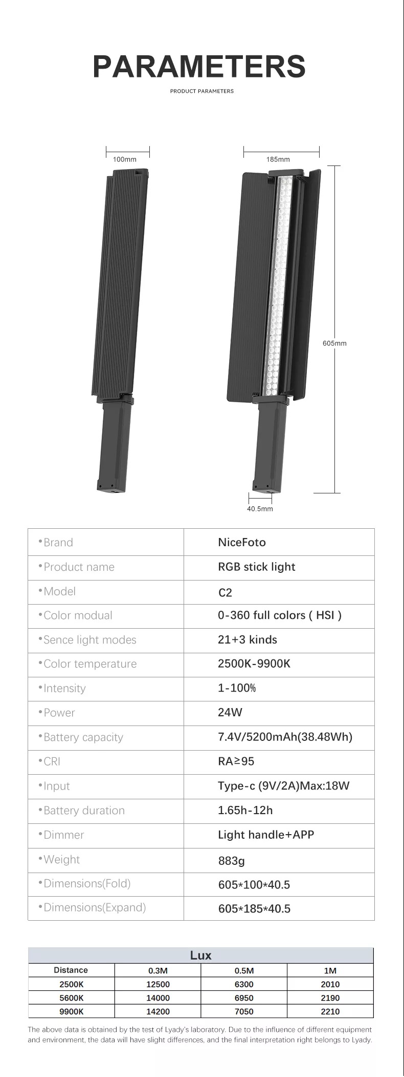 LED STICK NICEFOTO TC-C2 RGB.W and Bi-color