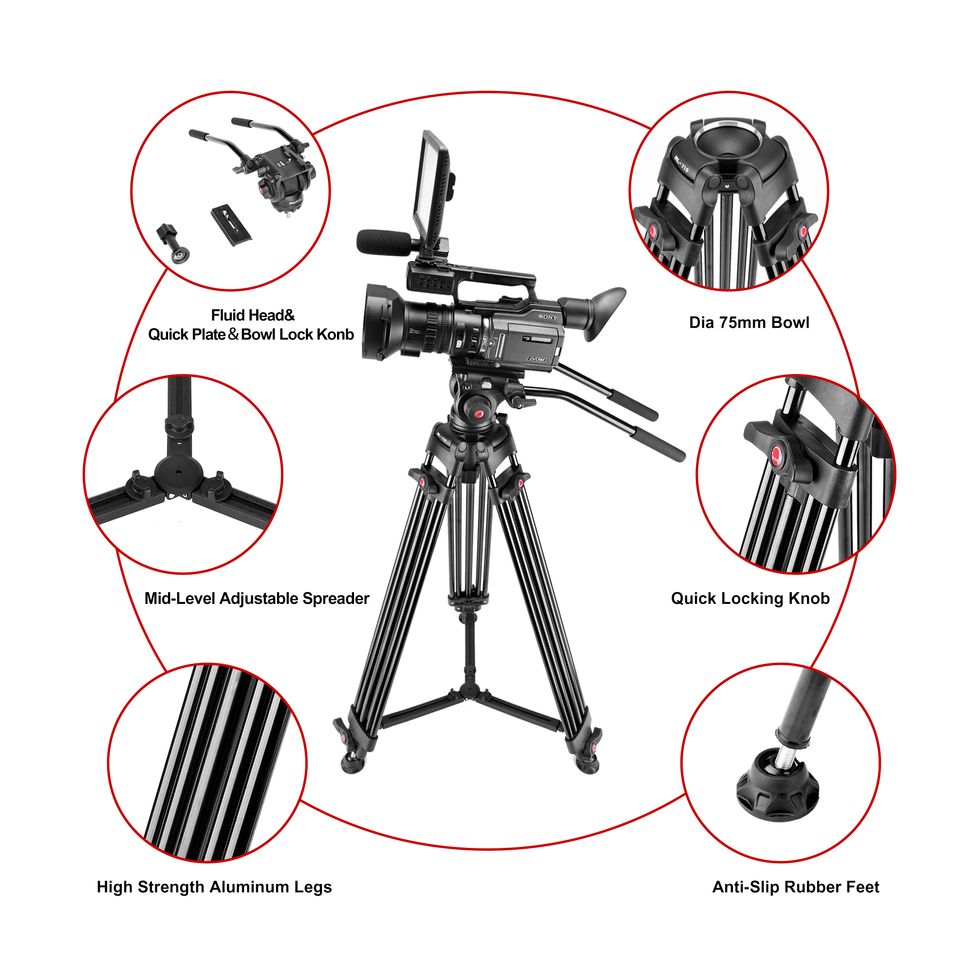 Chân Máy Quay Video MagicLine ML-710 PRO