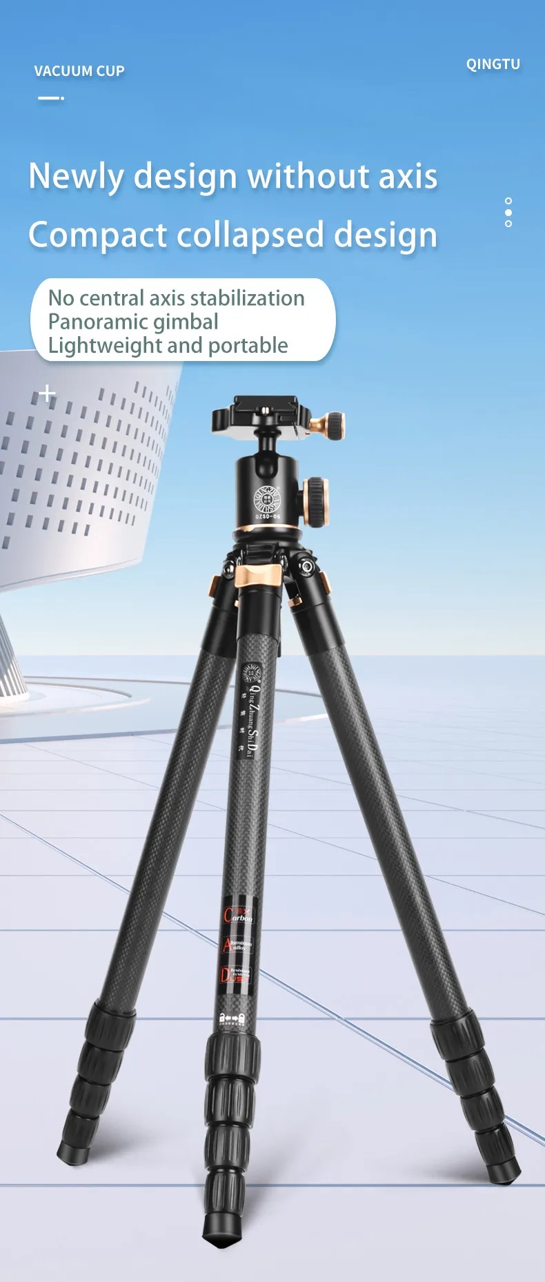 Chân Máy Ảnh Tripod Beike Q8805C Carbon 158CM