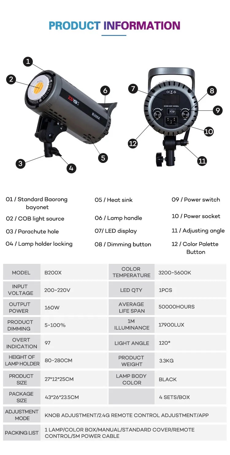 ĐÈN LED ZSYB B-200X- 160W Bi Color 3200-5600K