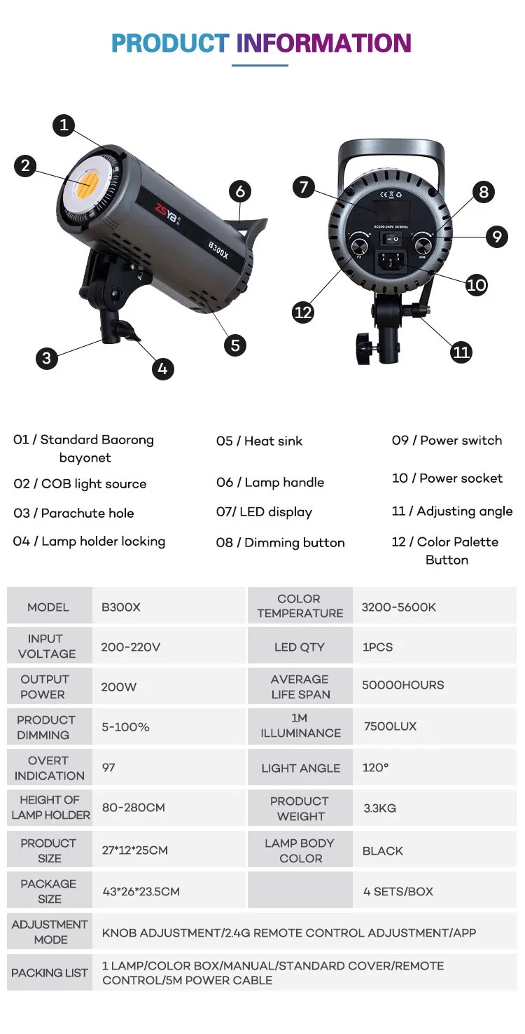 ĐÈN LED ZSYB B-300X - 200W Bi Color 3200-5600K