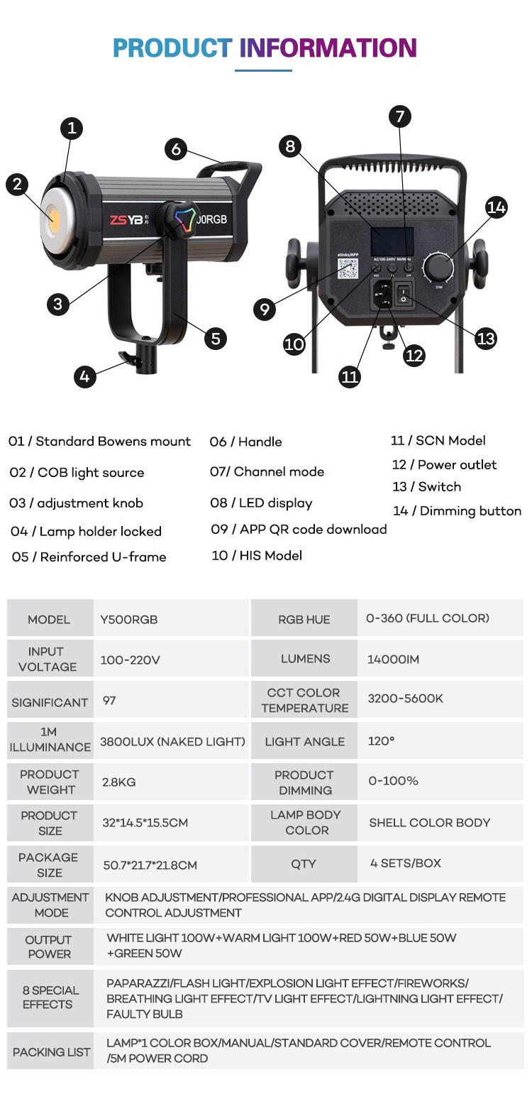 ĐÈN LED ZSYB Y-500RGB Bi Color 