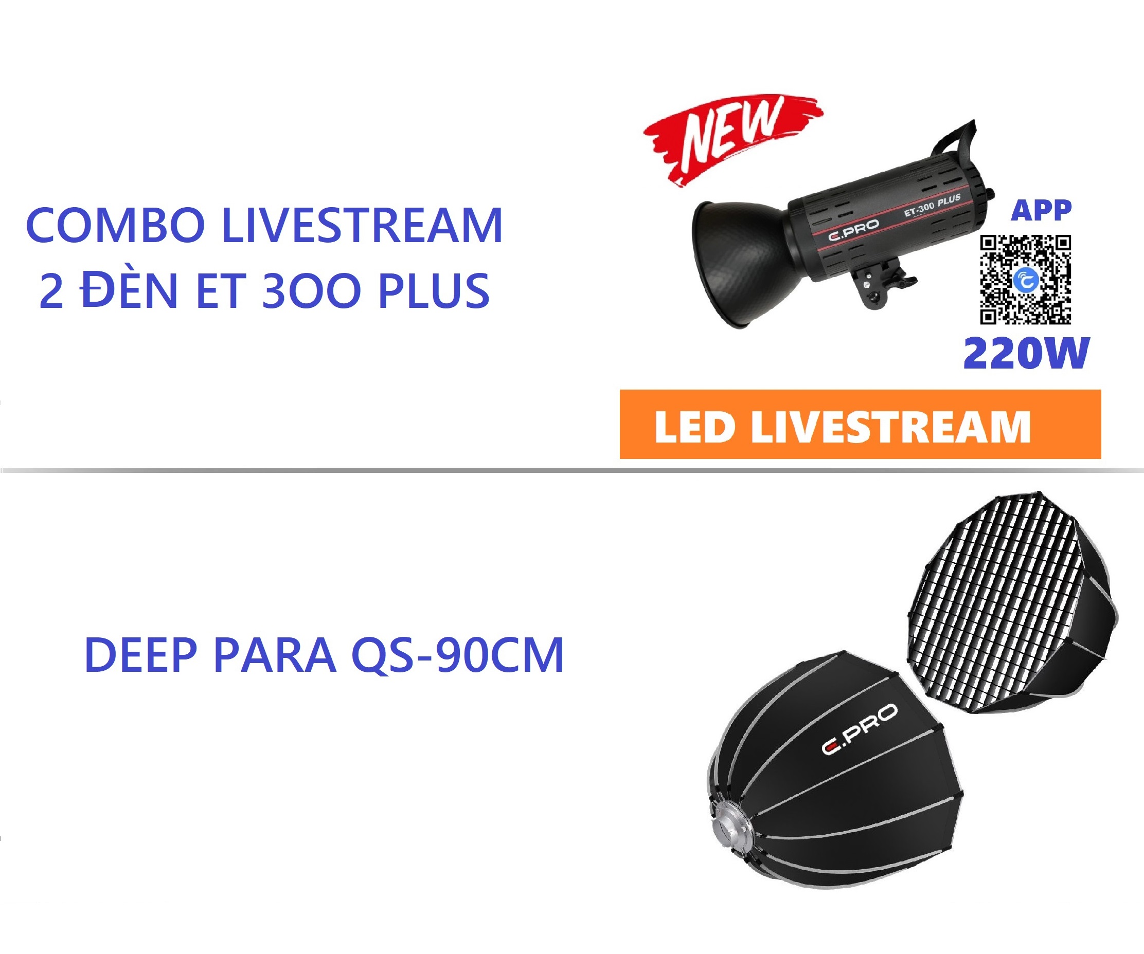 Combo 2 đèn Livestream ET-3OO PLUS 