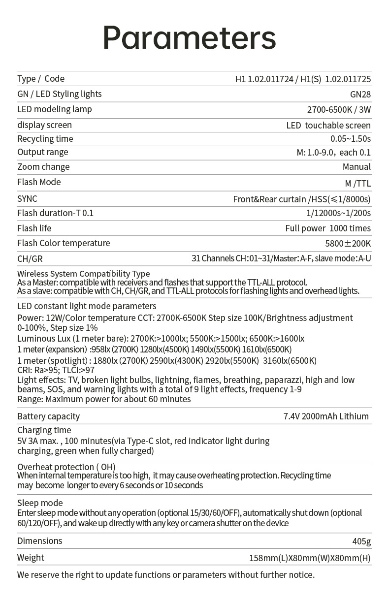 Flash Speedlite Miqato H1 Led JINBEI 2IN1