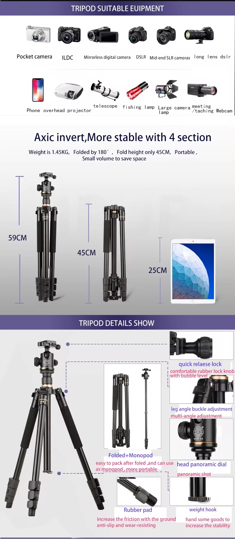 Chân Máy Ảnh Tripod Beike Q-520