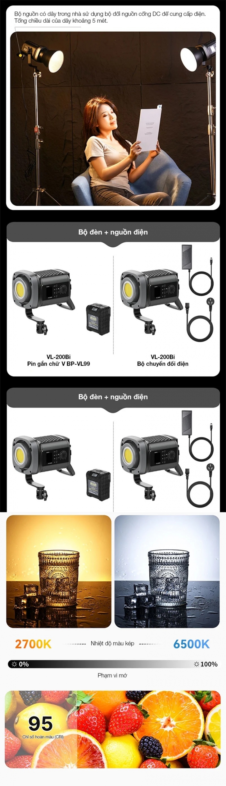 Đèn Led Cob Bi-Color Ulanzi VL-200 Bi