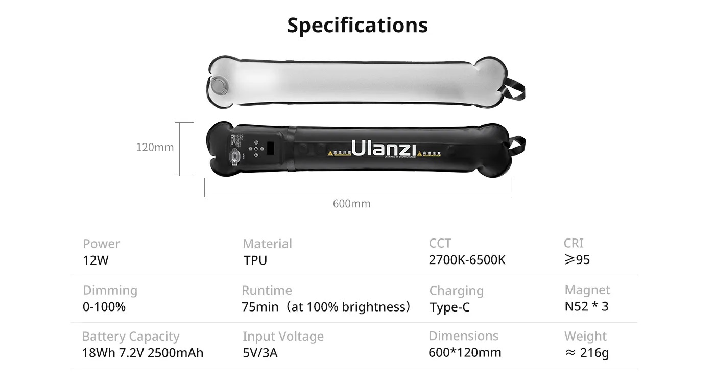 Ulanzi UA12 / UA20 Portable Air Tube Light