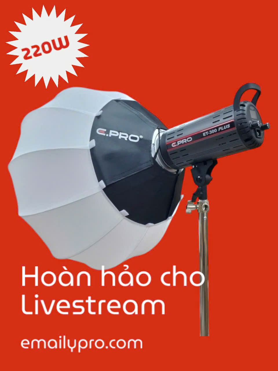 Đánh giá hiệu quả của đèn livestream ET-300 PLUS 220W