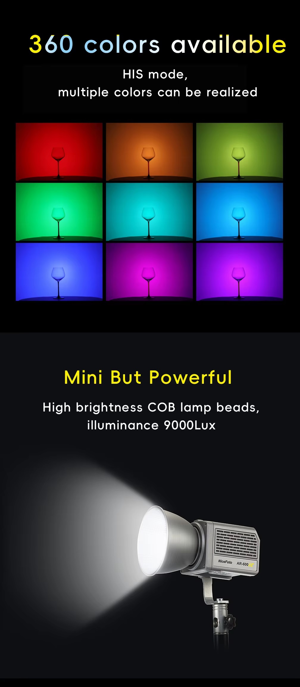 Nicefoto AR-600C 60 Wát xách tay mini RGB LED