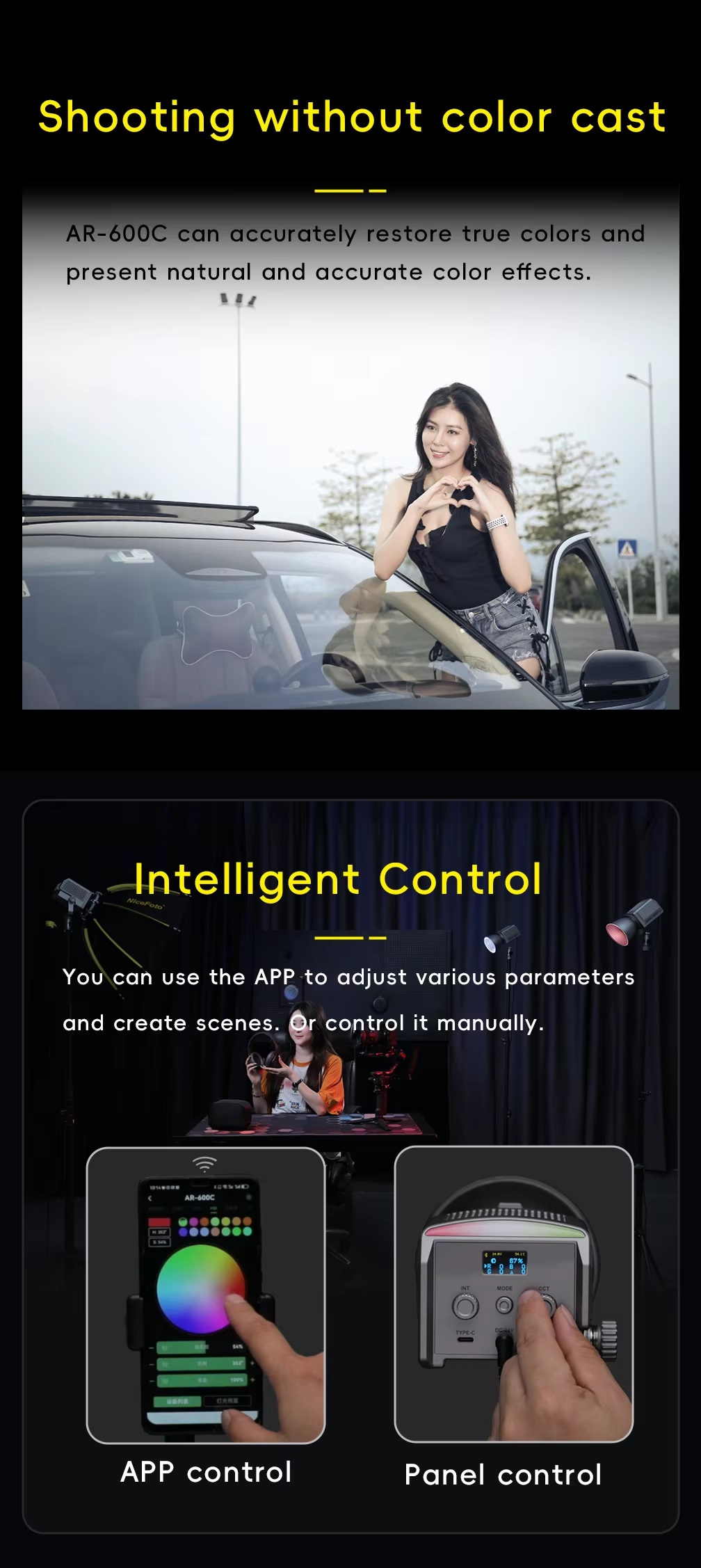 Nicefoto AR-600C 60 Wát xách tay mini RGB LED