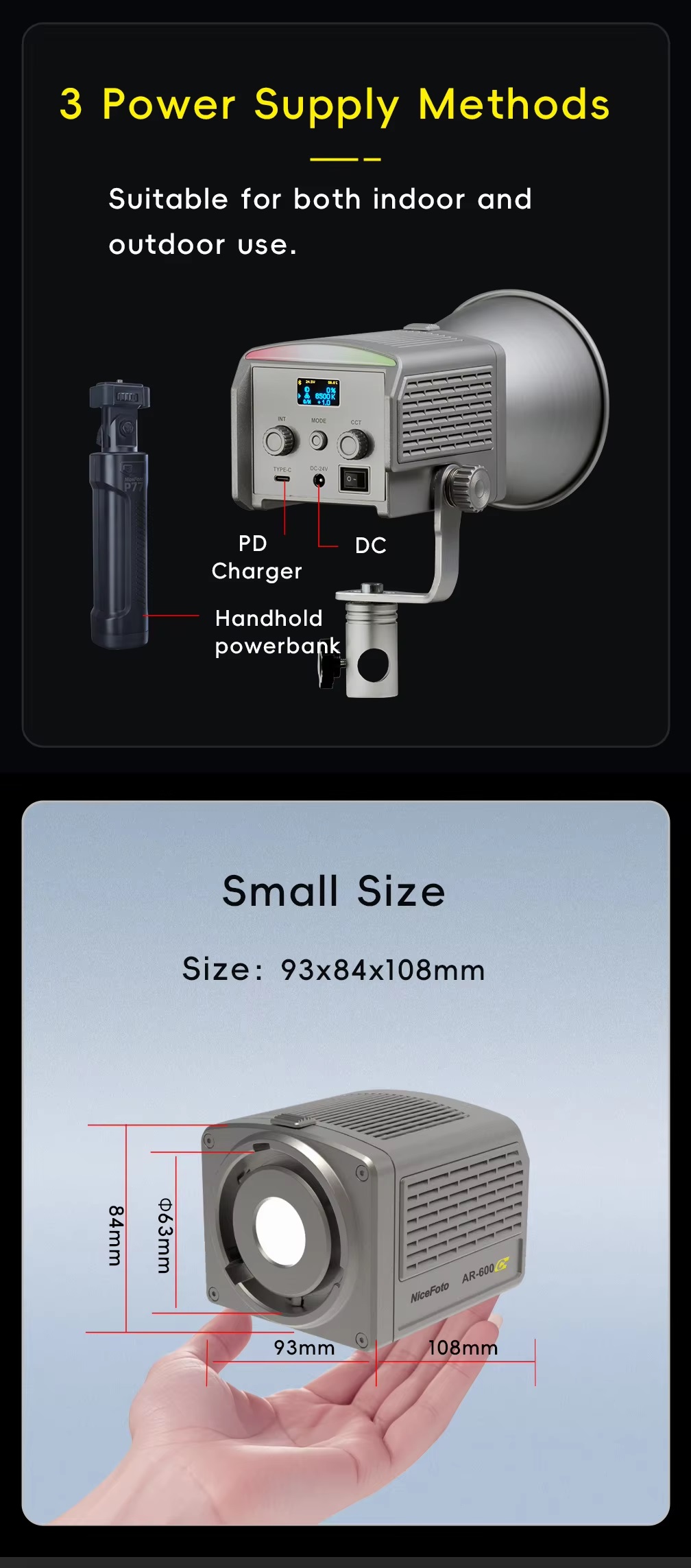 Nicefoto AR-600C 60 Wát xách tay mini RGB LED