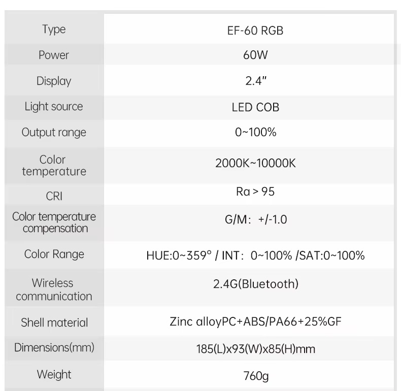 Đèn Jinbei EF-60RGB 60W 