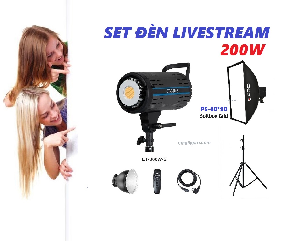 Combo đèn LED ET-300S Livestream 