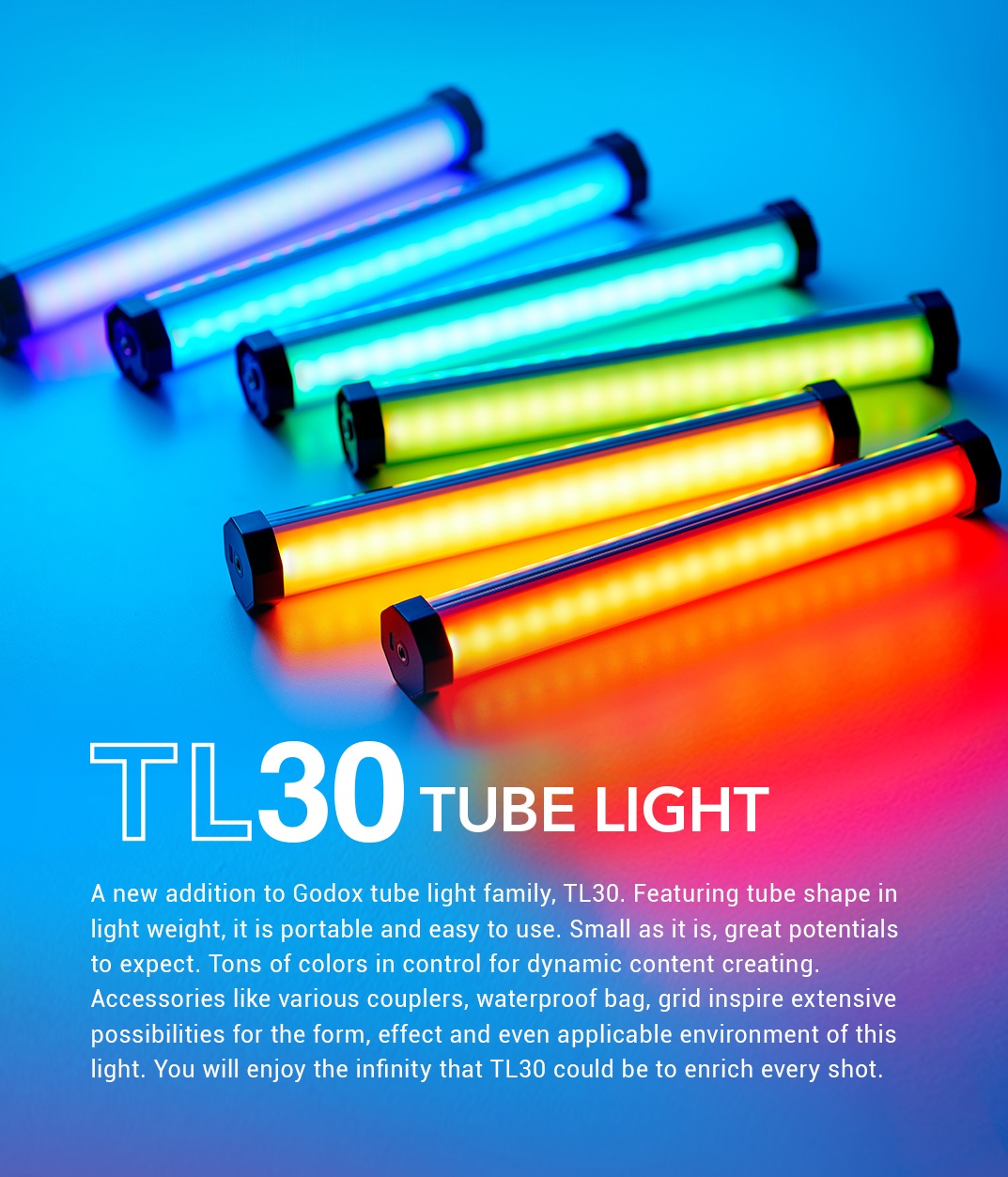 Đèn tuýp LED quay phim 30cm 8W Godox - TL30