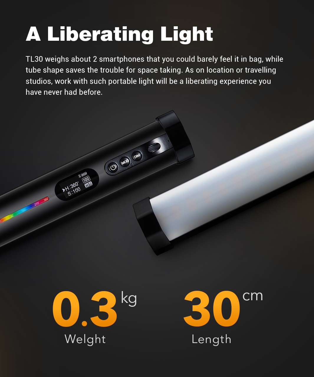 Đèn tuýp LED quay phim 30cm 8W Godox - TL30