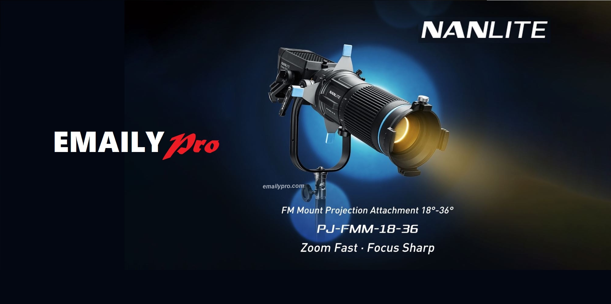 NANLITE Ra mắt sản phẩm mới NANLITE Zoom FM Mount Projection 18°-36°
