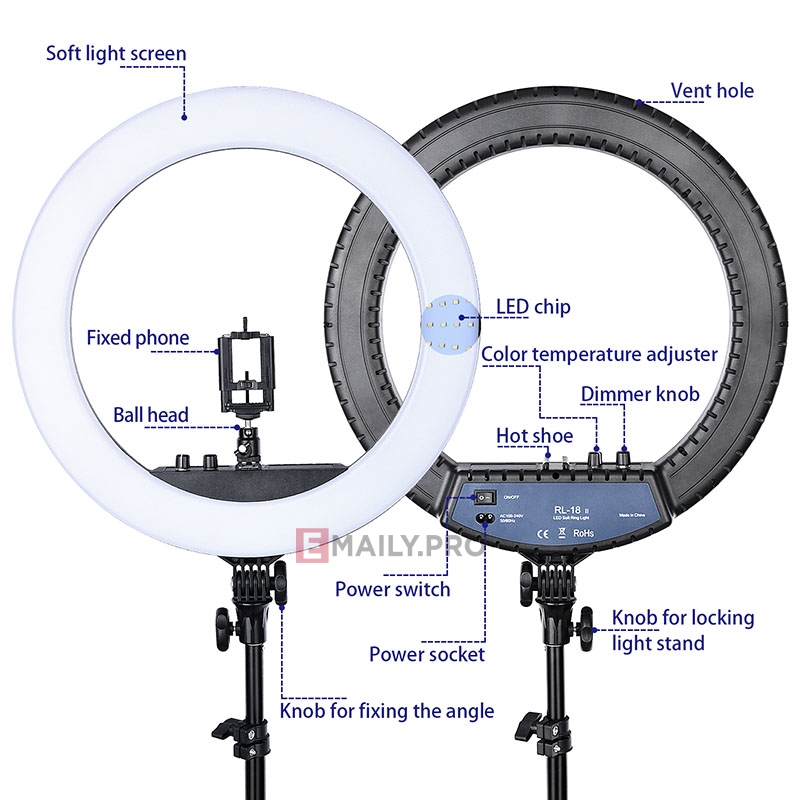 LED RING RL-18ii CHO QUAY VIDEO - CHỤP ẢNH - MAKE UP