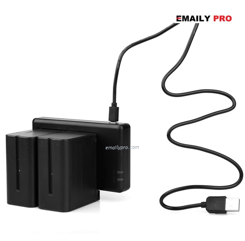 Bộ sạc pin đôi NP-550 NP-750 NP-770 NP-970 Sạc nhanh USB