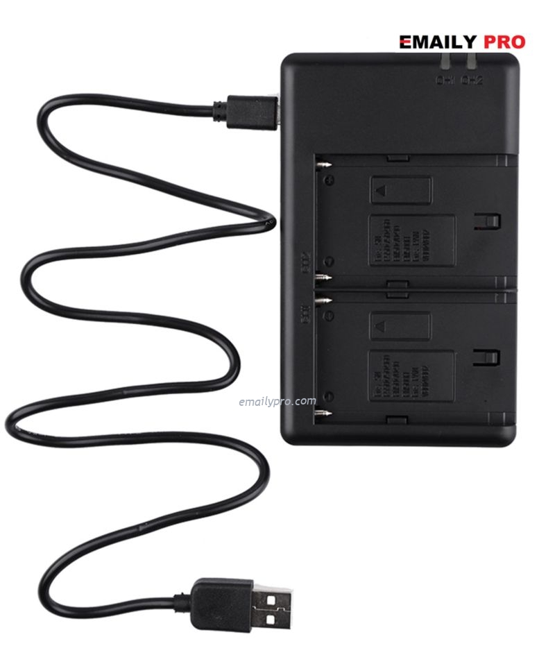 Bộ sạc pin đôi NP-550 NP-750 NP-770 NP-970 Sạc nhanh USB