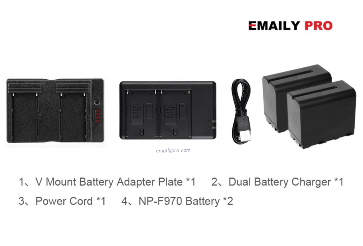 Combo gá chuyển đổi pin V-LOCK sang 2 pin NP 970 + Sạc nhanh