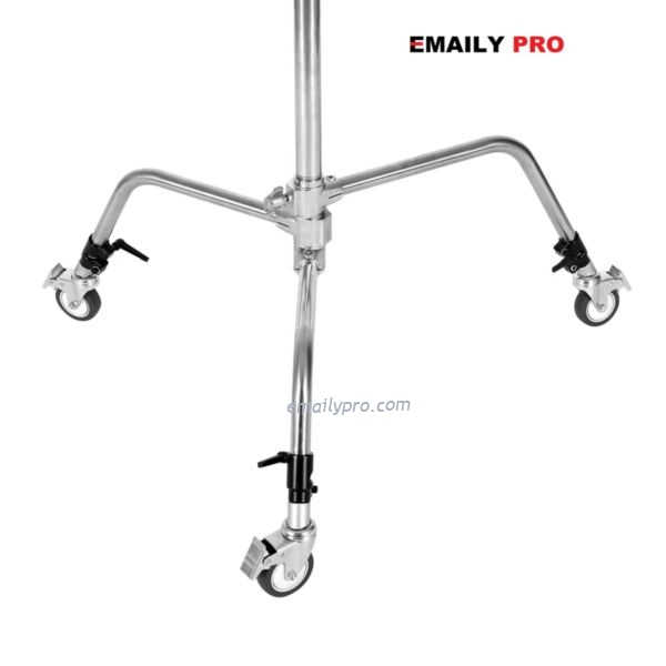 CHÂN ĐÈN C STAND CK-1 INOX + BÁNH XE DI CHUYỂN