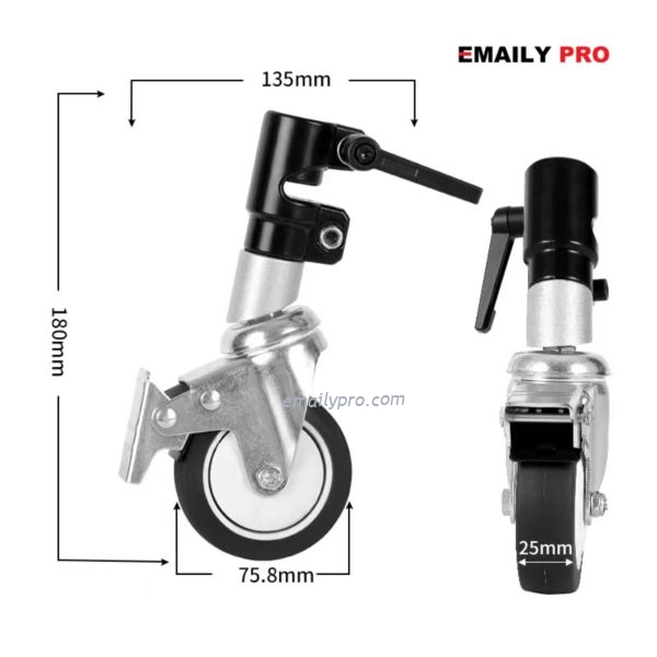 CHÂN ĐÈN C STAND CK-1 INOX + BÁNH XE DI CHUYỂN