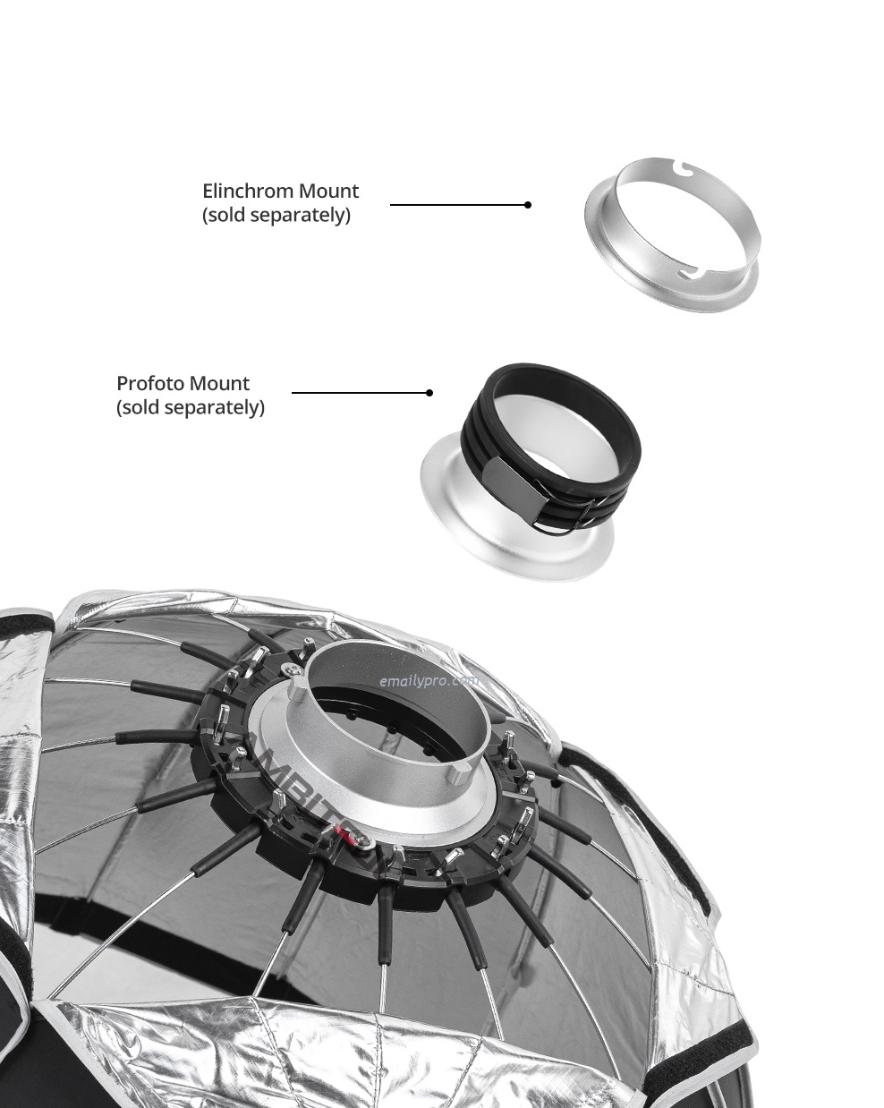 Softbox Deep Parabolic AMBITFUL 120CM + AL-06 ZOOM