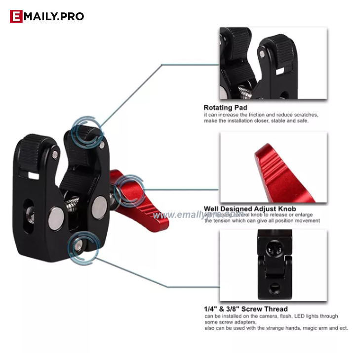 Arm tay nối dài + Kẹp kim loại