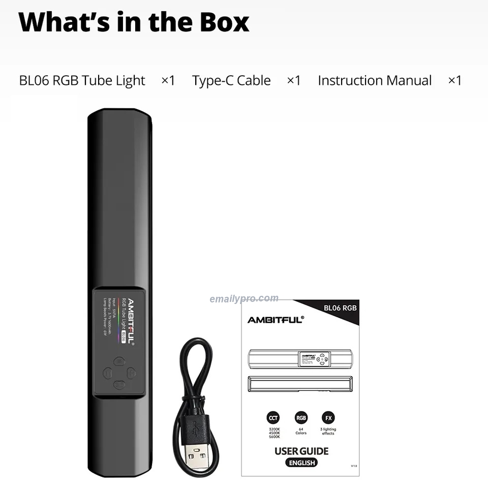 AMBITFUL BL-06 RGB Pavo Tube LED Video Light