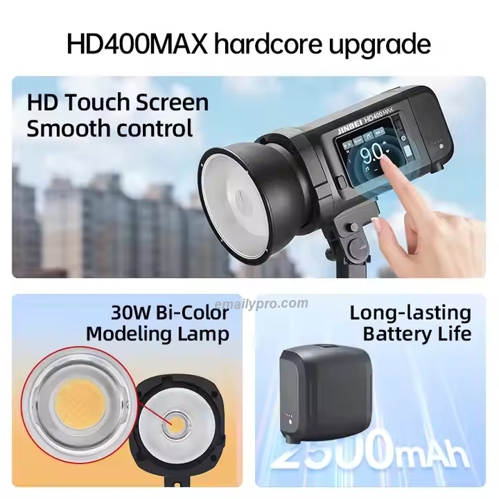 Đèn flash ngoài trời JINBEI HD400MAX Bản nâng cấp HSS TTL