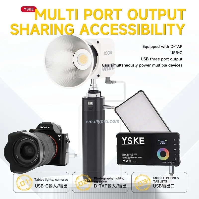 Pin di động phù hợp cho LED VIDEO LIGHT  20000mAh