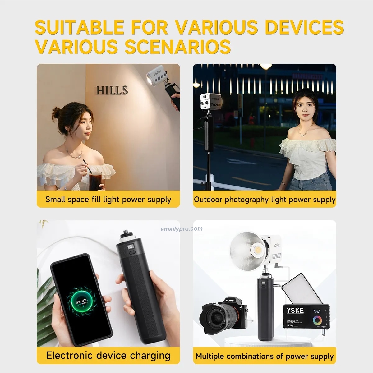 Pin di động phù hợp cho LED VIDEO LIGHT 20000mAh