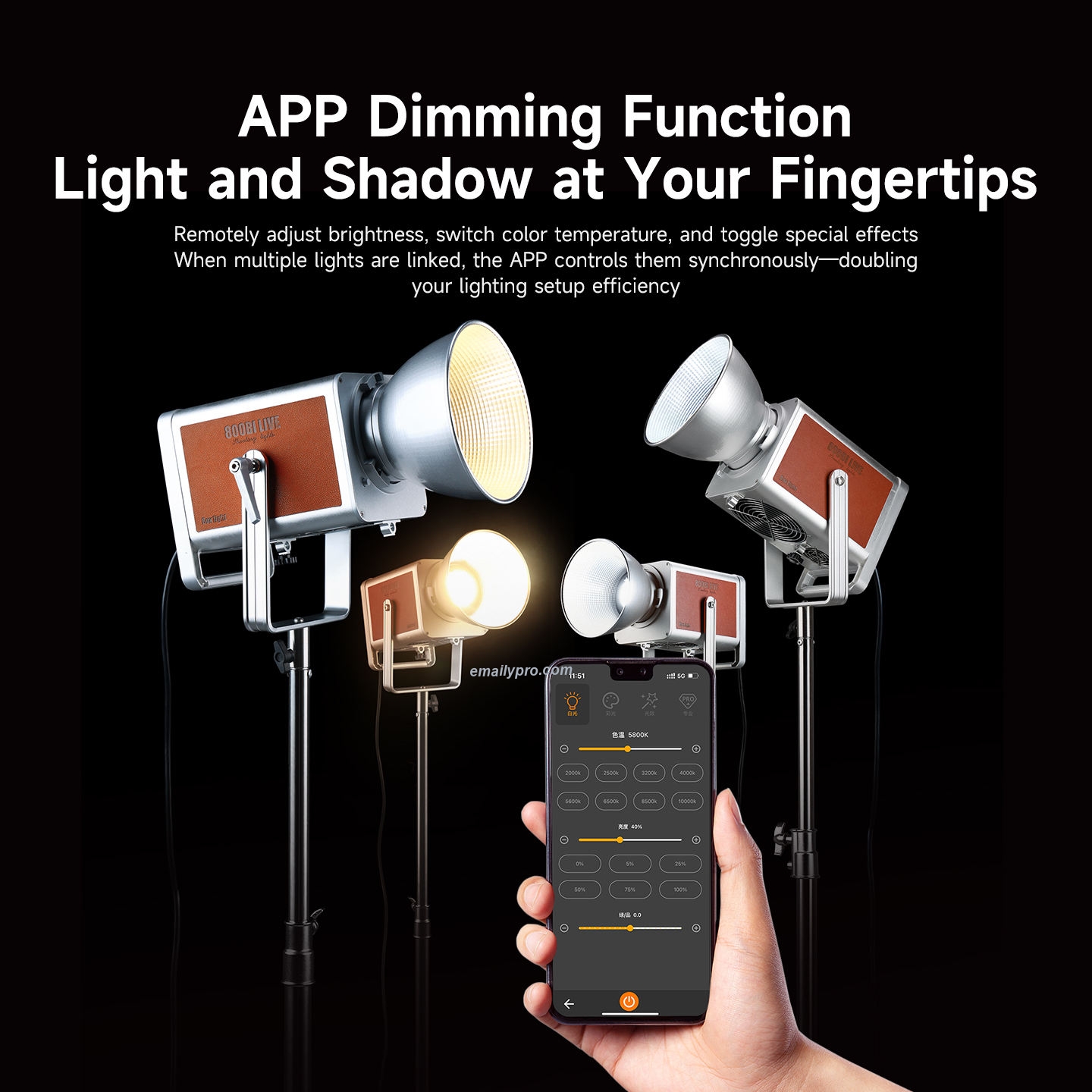 Miaotu LIVE-800B Professional 800W Bi Color 2700-6500K - CRI>97