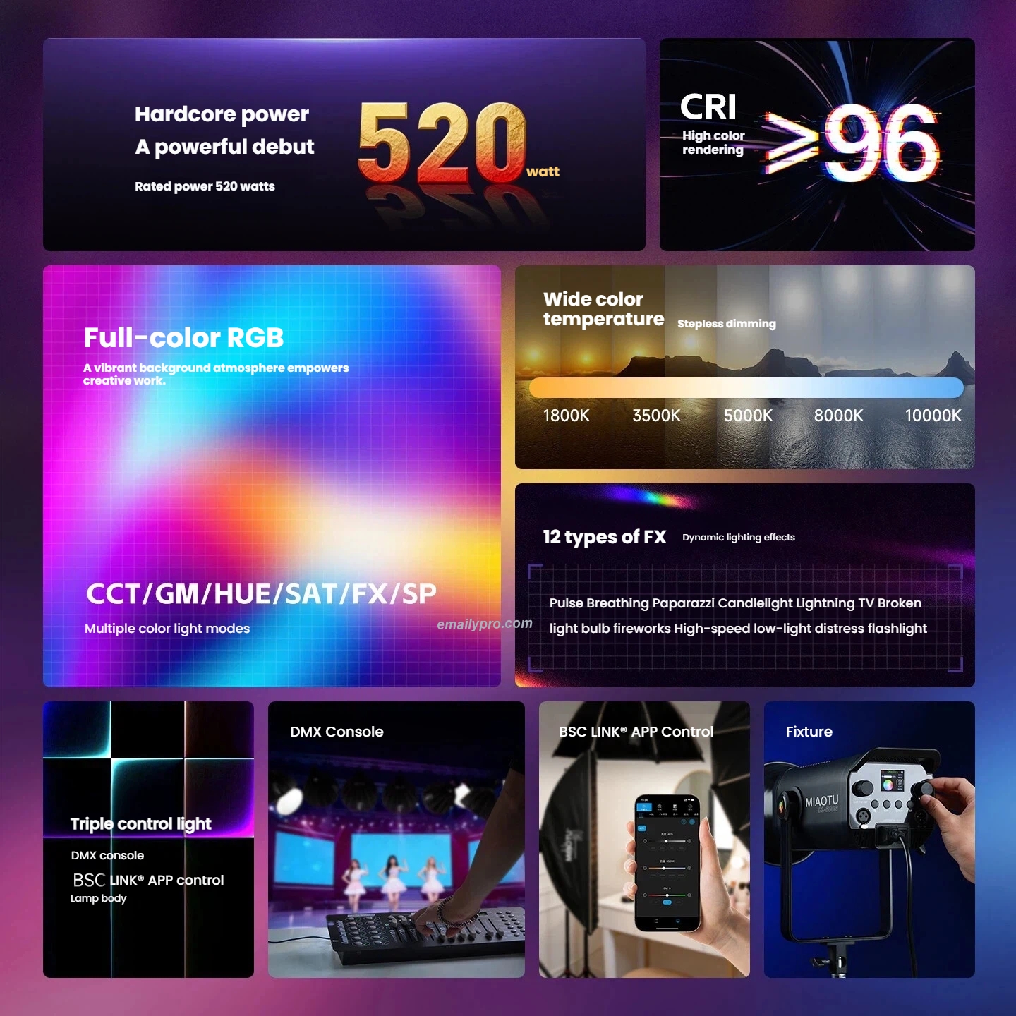 Đèn LED MIAOTU CL-500R RGB 520W Chính Hãng EMAILY.PRO (2)