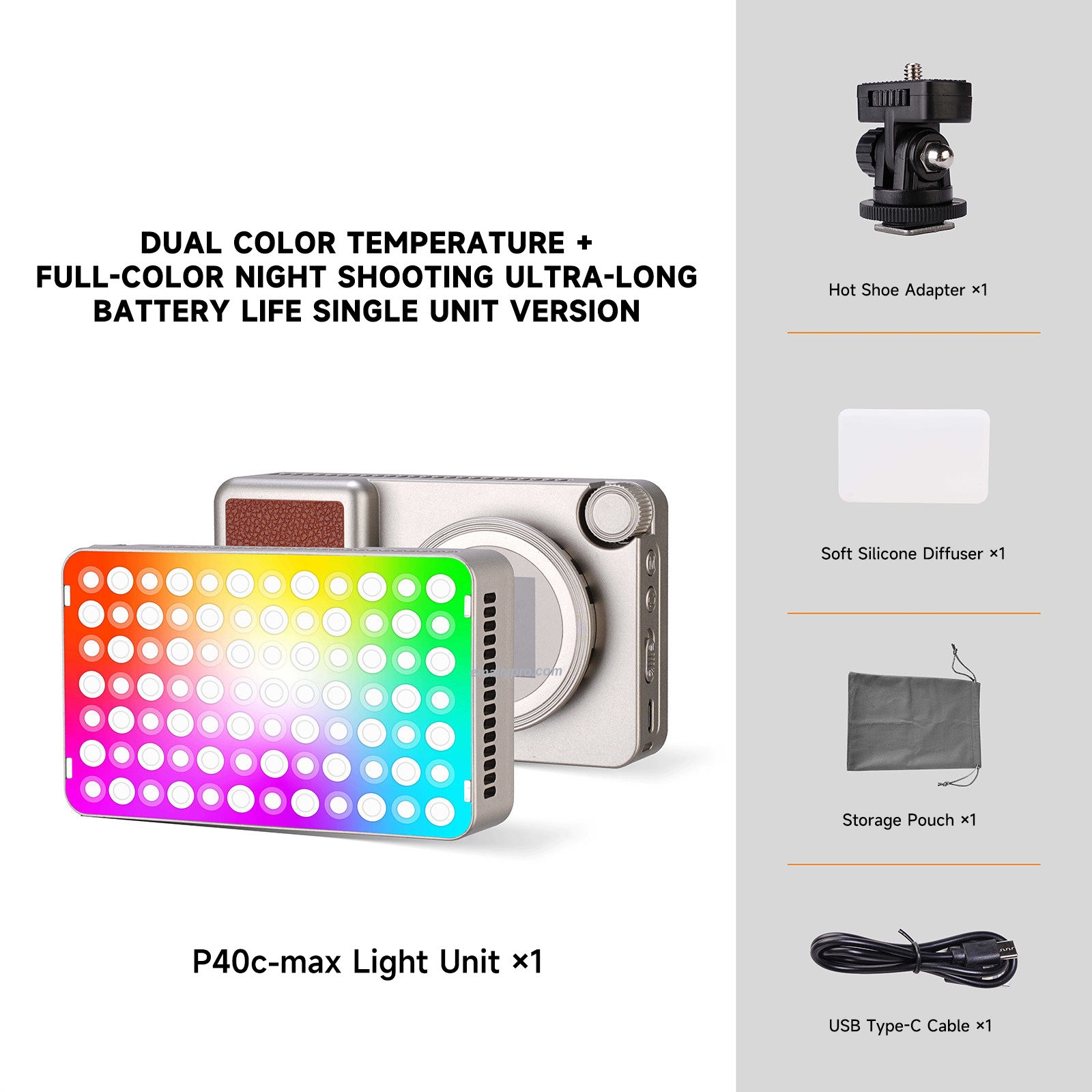 Đèn Chiếu Sáng Camera MIAOTU P40C-MAX – Công Suất 40W, Full RGB