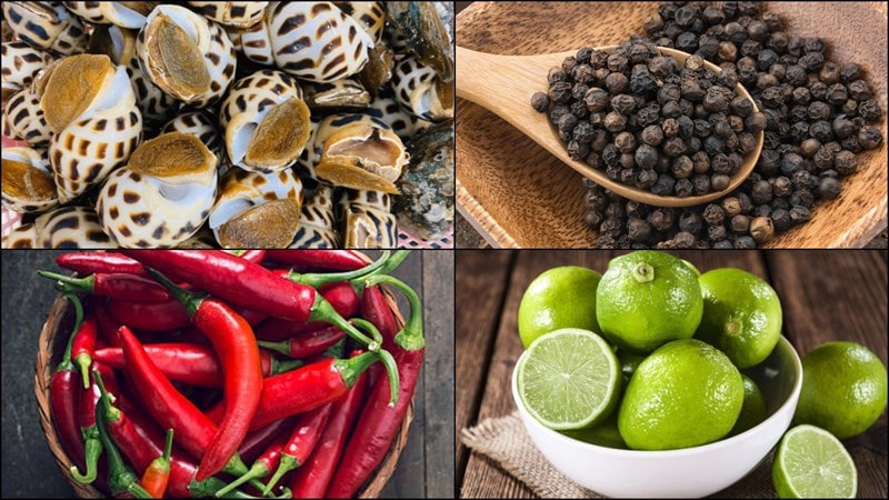 nguyên liệu làm ốc hương nướng mọi