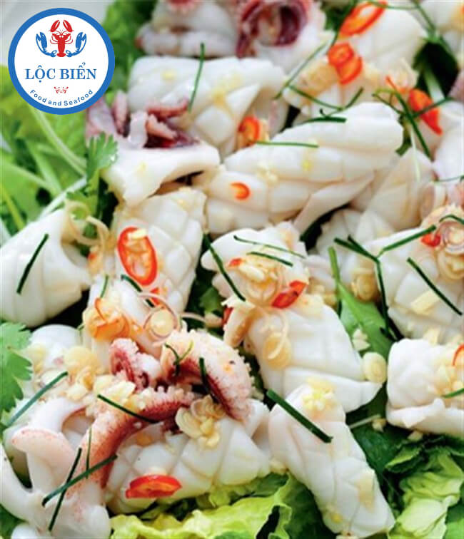 mực lá mi nơ làm salad