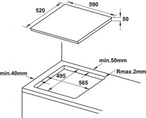 Bếp từ đa vùng nấu, 4 vùng nấu cảm ứng từ, điều khiển trượt, 590 mm HC-IF60D