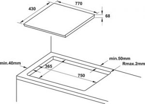 Bếp từ, 3 vùng nấu cảm ứng từ, điều khiển cảm ứng trượt, 77 cm HC-IF77D