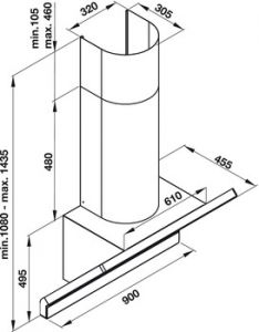 Máy hút mùi gắn tường, Mặt kính đen, Điều khiển cảm ứng điện tử, 90 cm