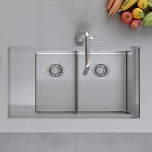 Chậu bếp, Inox, HS21-SSD2S90M, chậu đôi