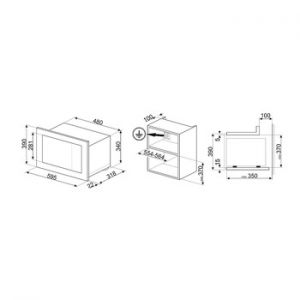 Lò vi sóng kết hợp nướng, Điều khiển cảm ứng, màn hình hiển thị TFT, 20 lít, Smeg Linea