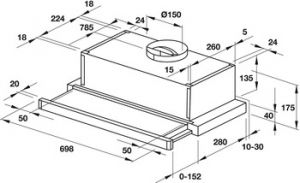 Máy hút mùi âm tủ, Mặt inox, điều khiển bằng nút gạt cơ, 70 cm