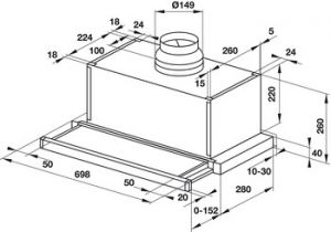 Máy hút mùi âm tủ, Mặt kính đen, điều khiển bằng nút gạt cơ, 70 cm