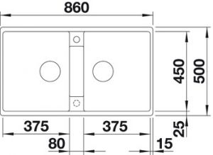 Chậu bếp, Đá Silgranit, Vòi Blanco Zia 9, chậu đôi, 86 cm