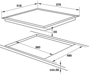 Bếp từ, 4 vùng nấu cảm ứng từ, điều khiển trượt, 576 mm